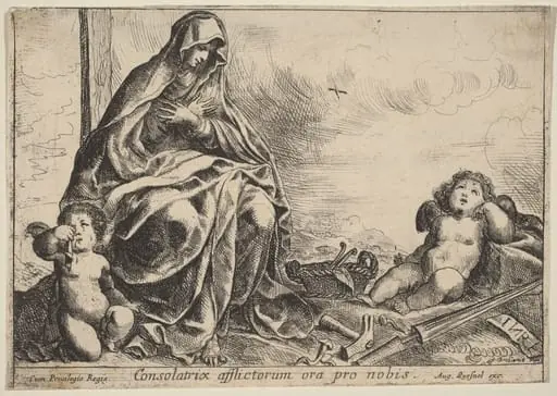 Virgin Bowing to Instruments of the Passion