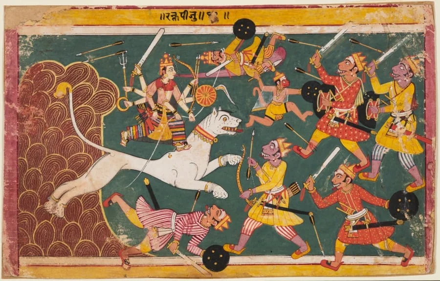 The Goddess Annihilates the Demon Raktabija, from a Devi-Mahatmya, by Unknown, unspecified, 1640
