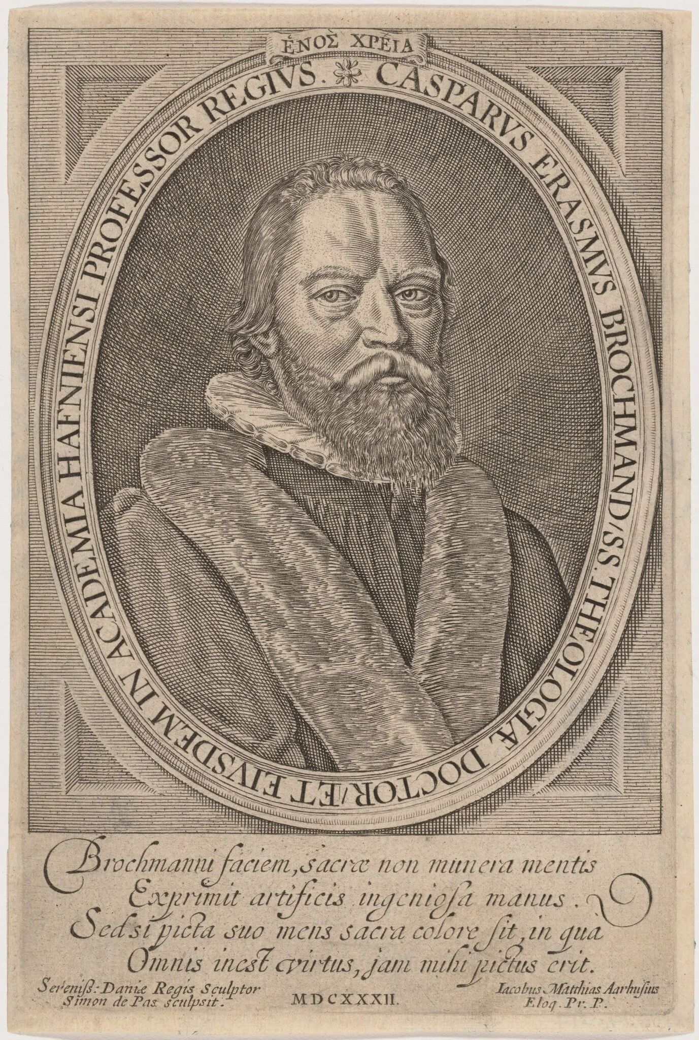 Jesper Rasmussen Brochmand, by Simon van de Passe, ink, 1632