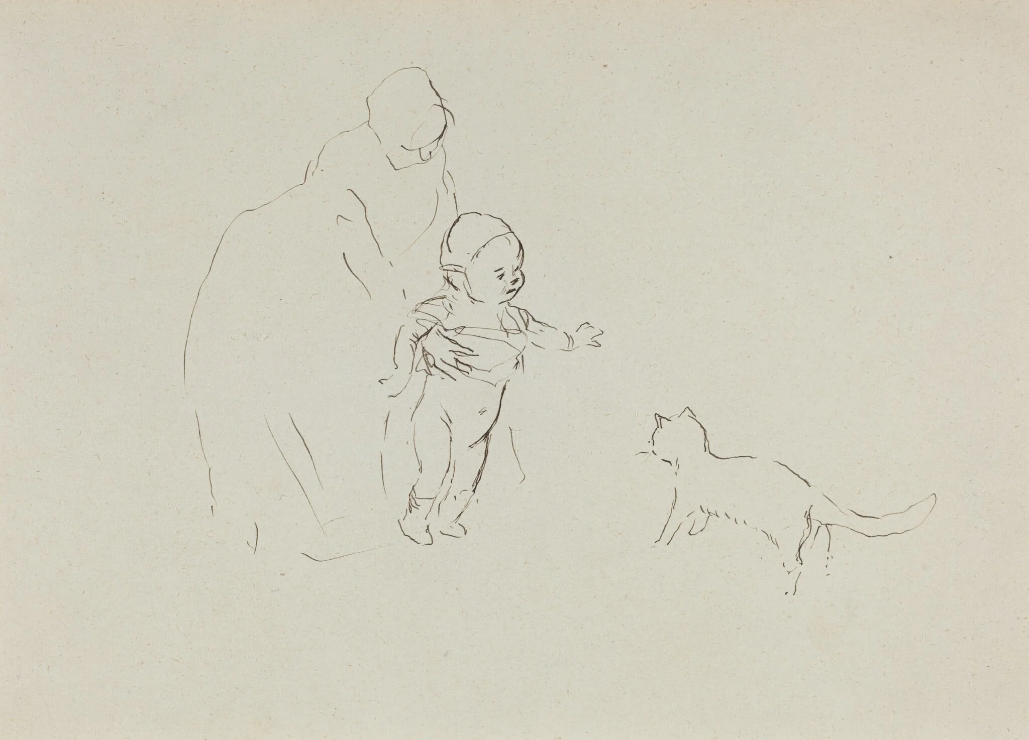 a) Nurse and Child (recto); b) Man on Horseback (verso), by Jean-Louis Forain, ink, 1892