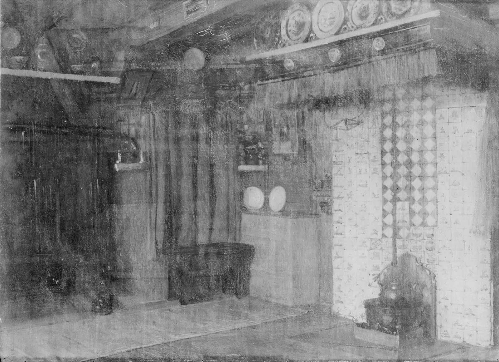 Interior of a German House, by Emil Otto Grundmann, oil, 1877