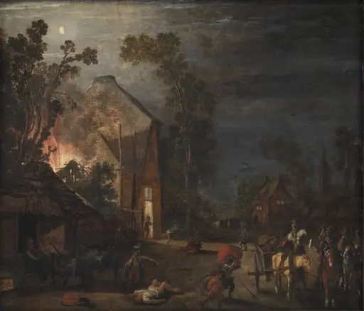 A Village Looted at Night