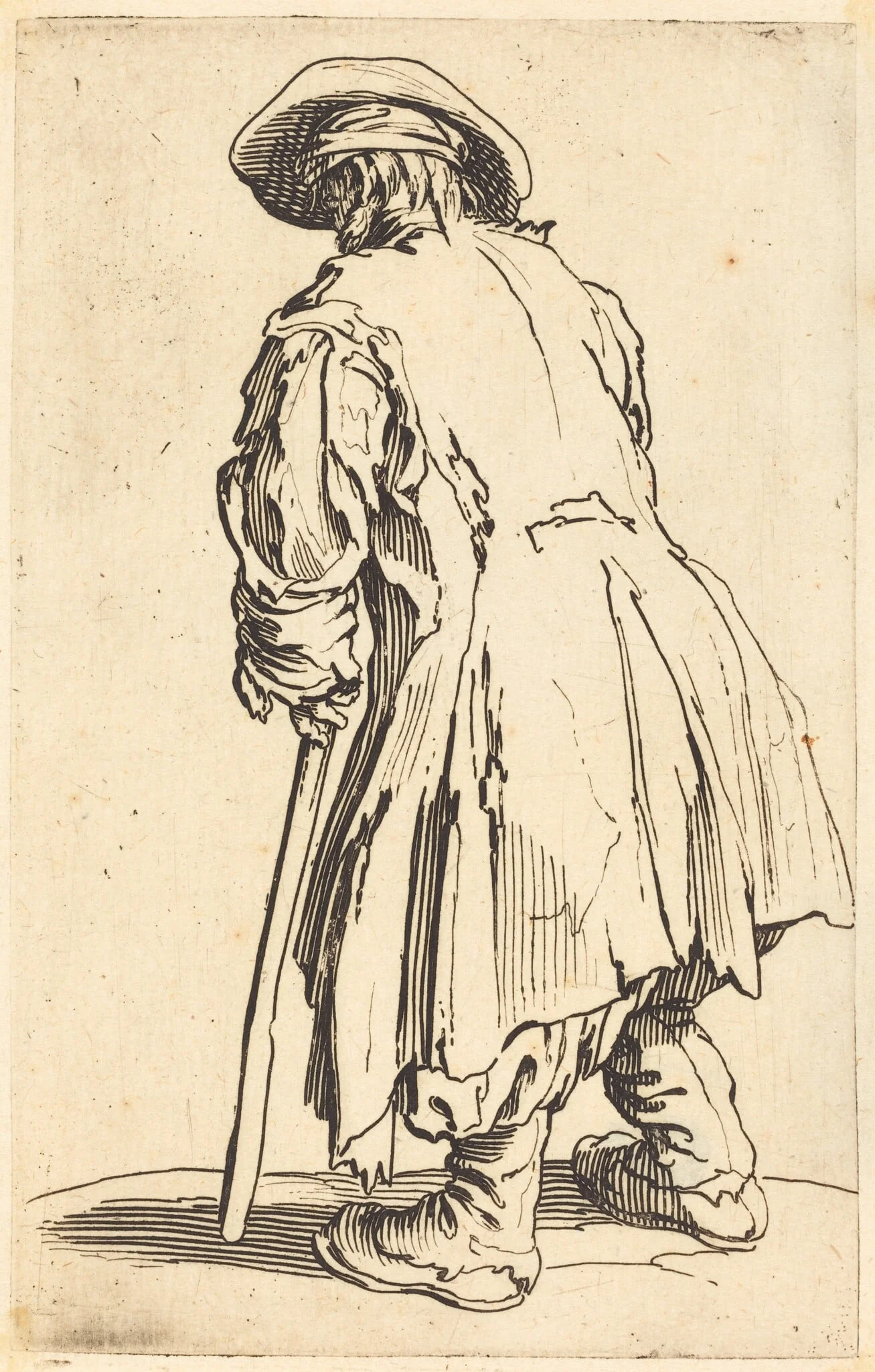 Old Beggar with One Crutch