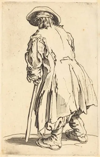 Old Beggar with One Crutch
