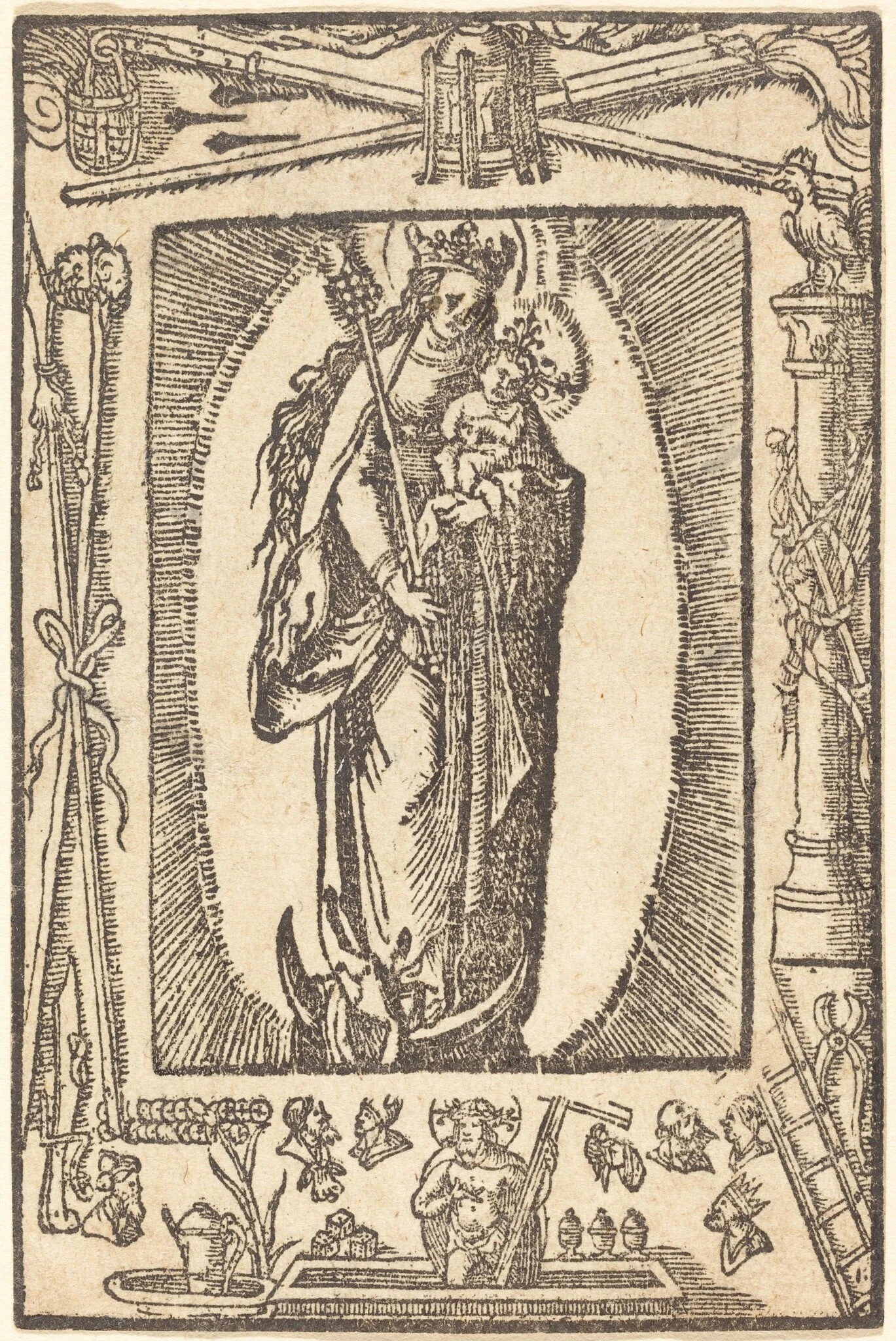 Madonna and Child, by German 16th Century, ink, 1550