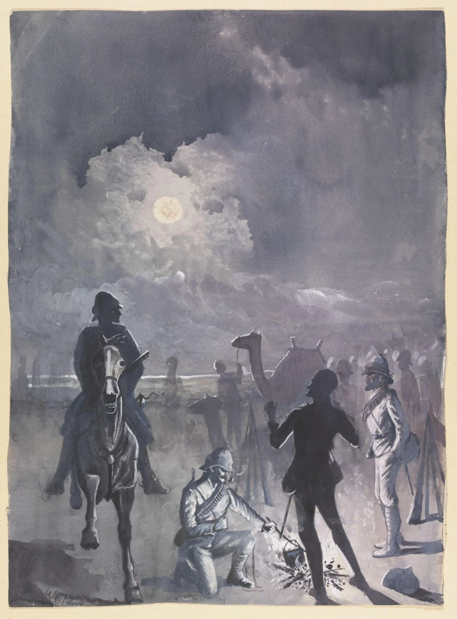 "What's the tip?"  Matemneh Jany- 20th- 1885, by William S. Perry, watercolor, 1885