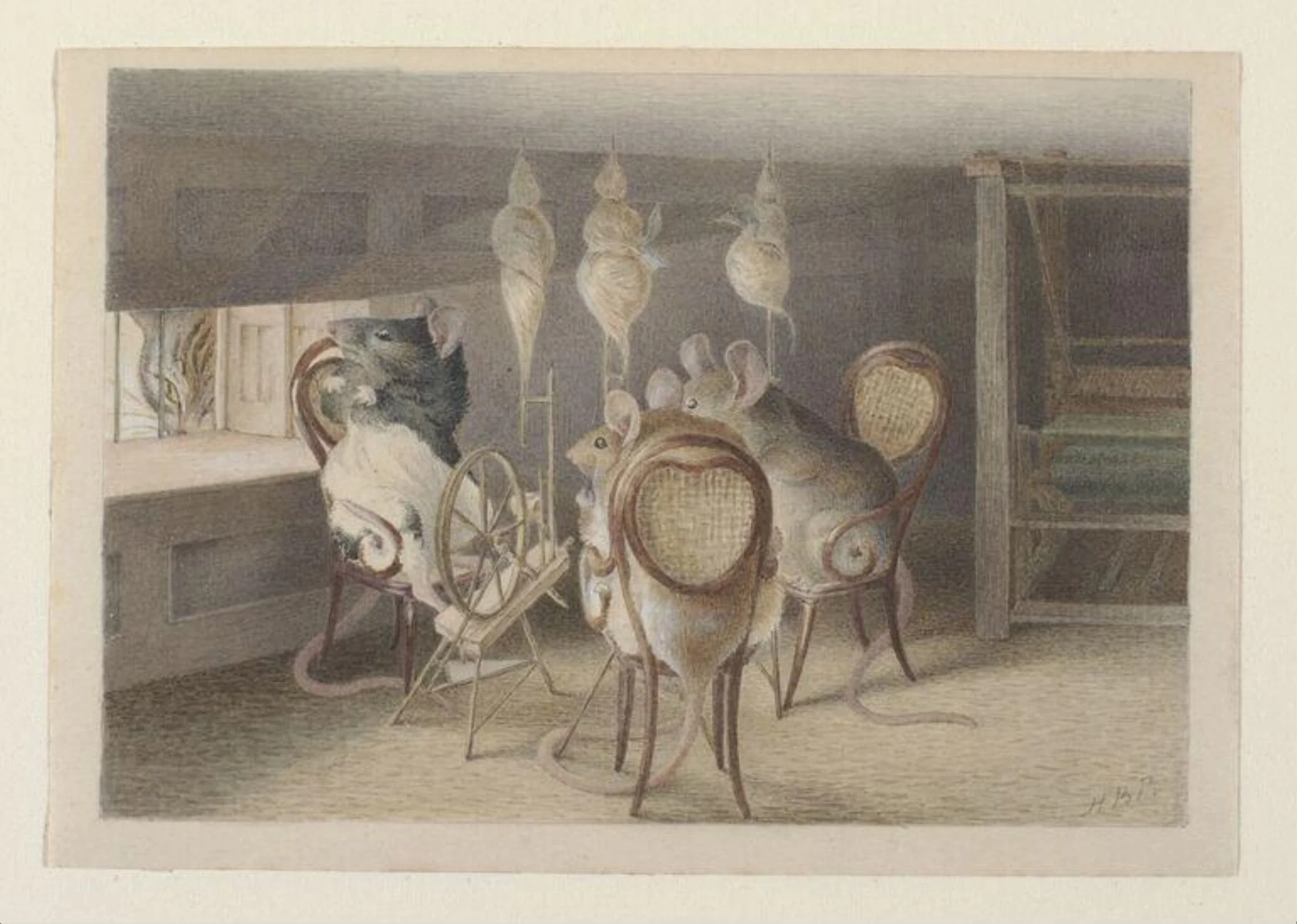Pussy passed by, and she peeped in, by Beatrix Potter, watercolor, 1892