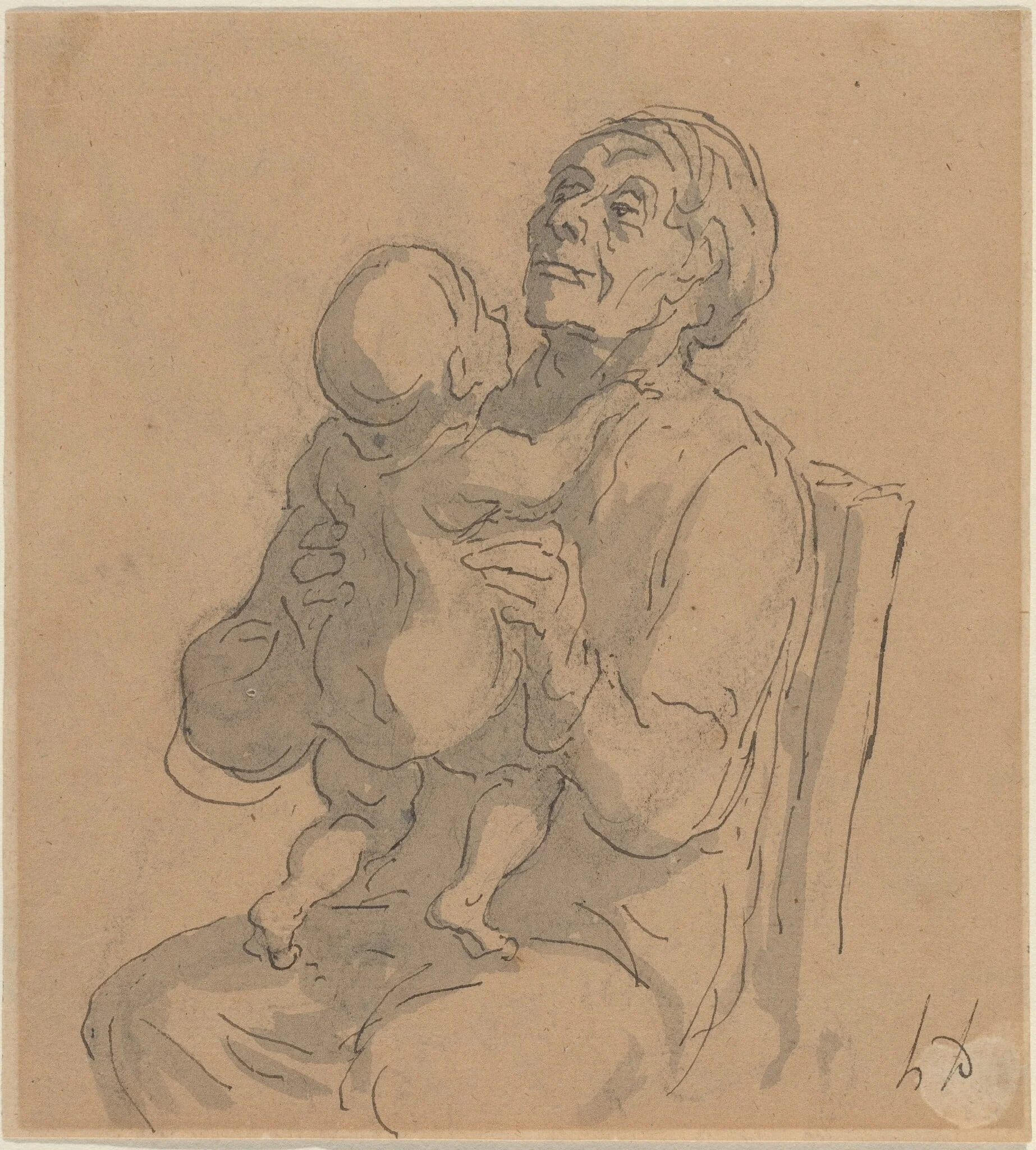 The Grandmother, by Honoré Daumier, ink, 1844