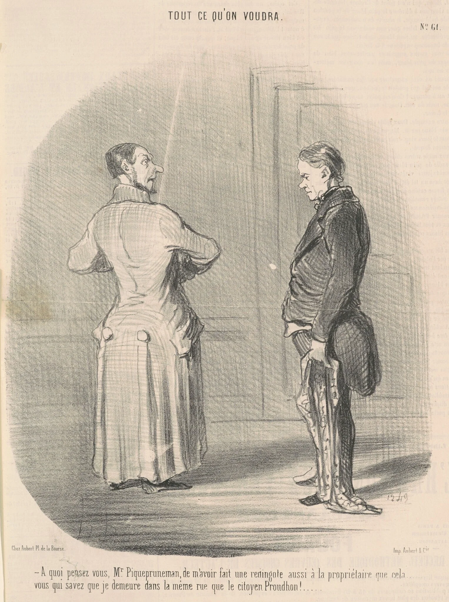 A quoi pensez-vous, M. Piquepruneman, de m'avoir ..., by Honoré Daumier, ink, 1849