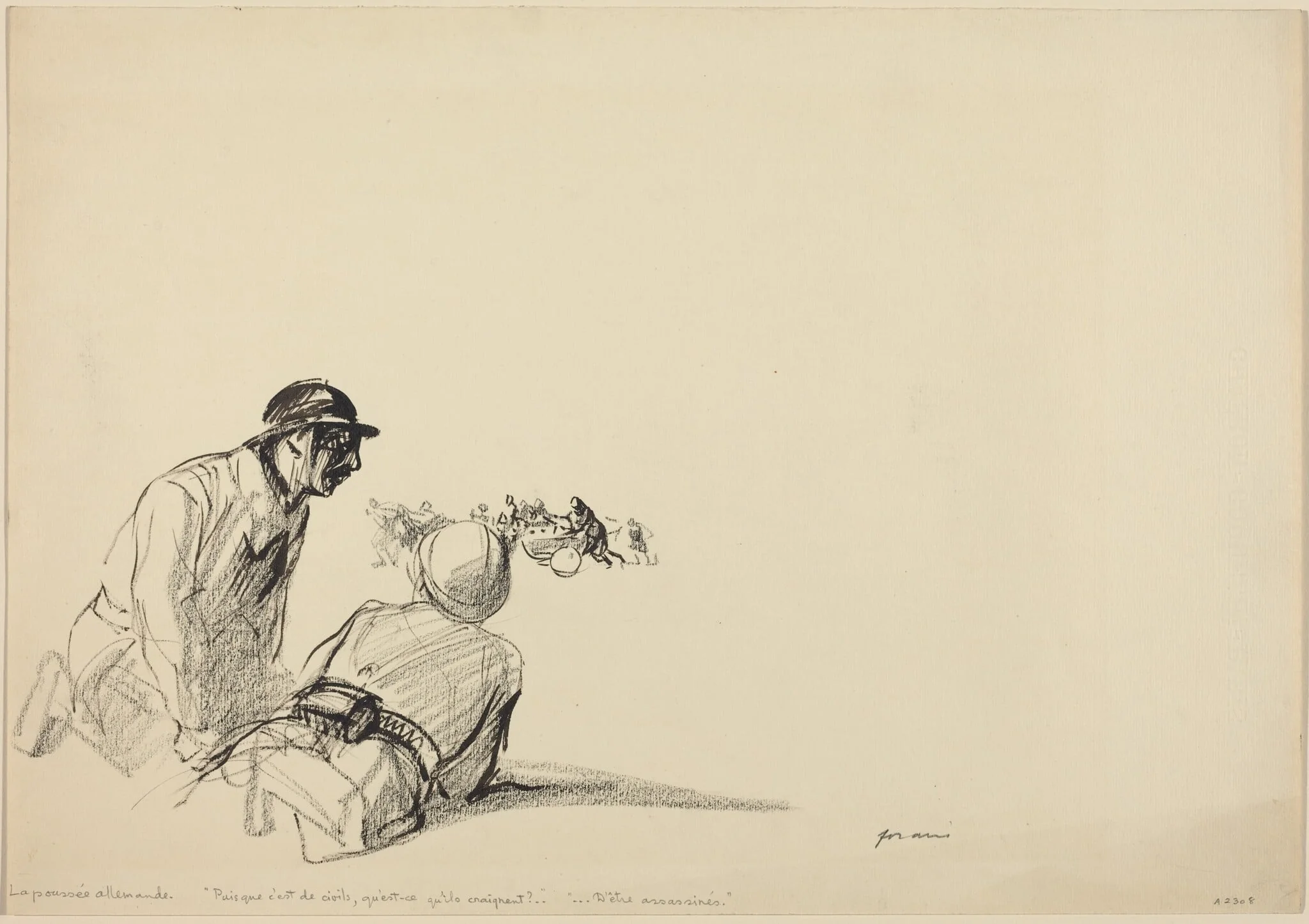 German Advance, by Jean-Louis Forain, ink, 1916