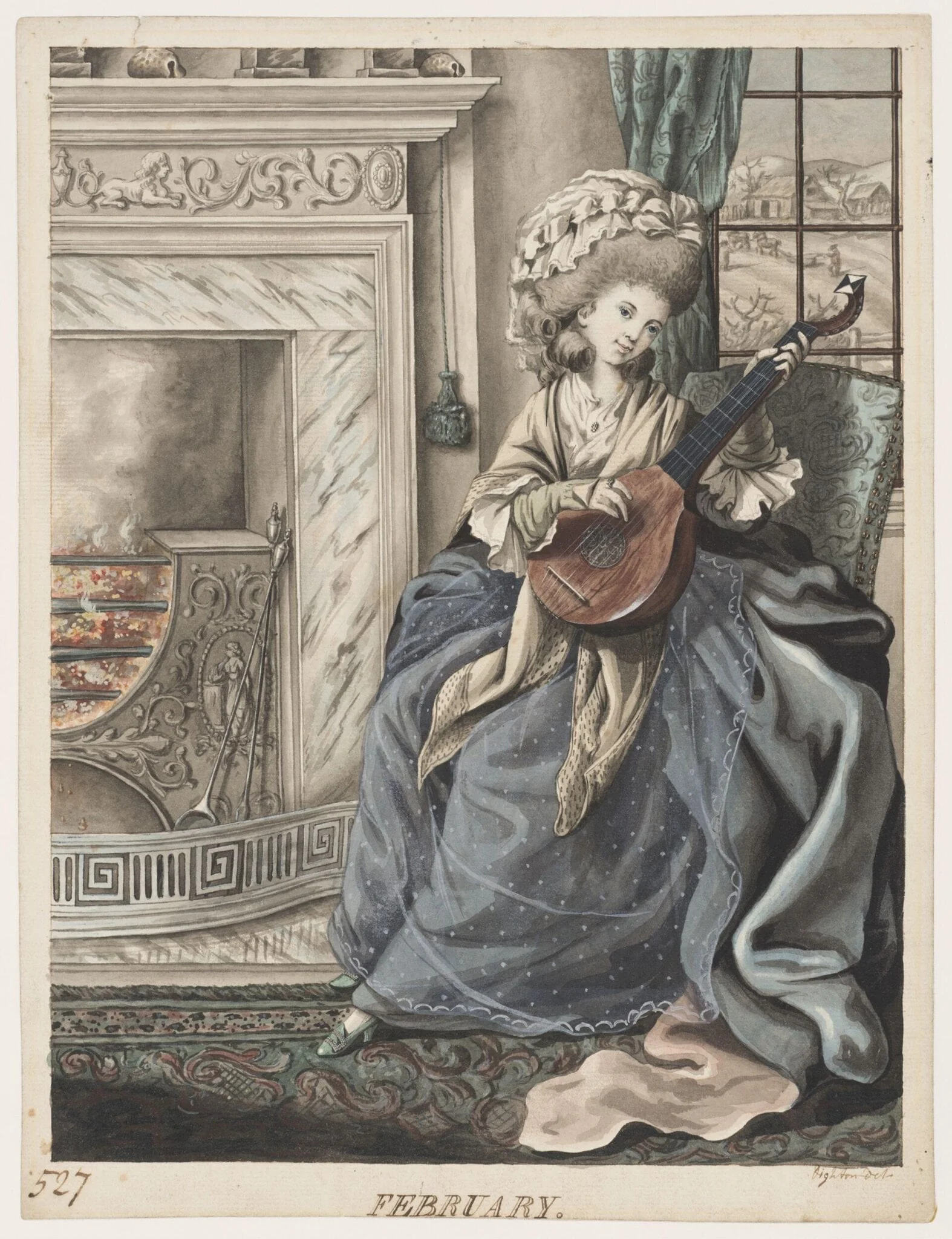 February, by Robert Dighton, watercolor, 1785