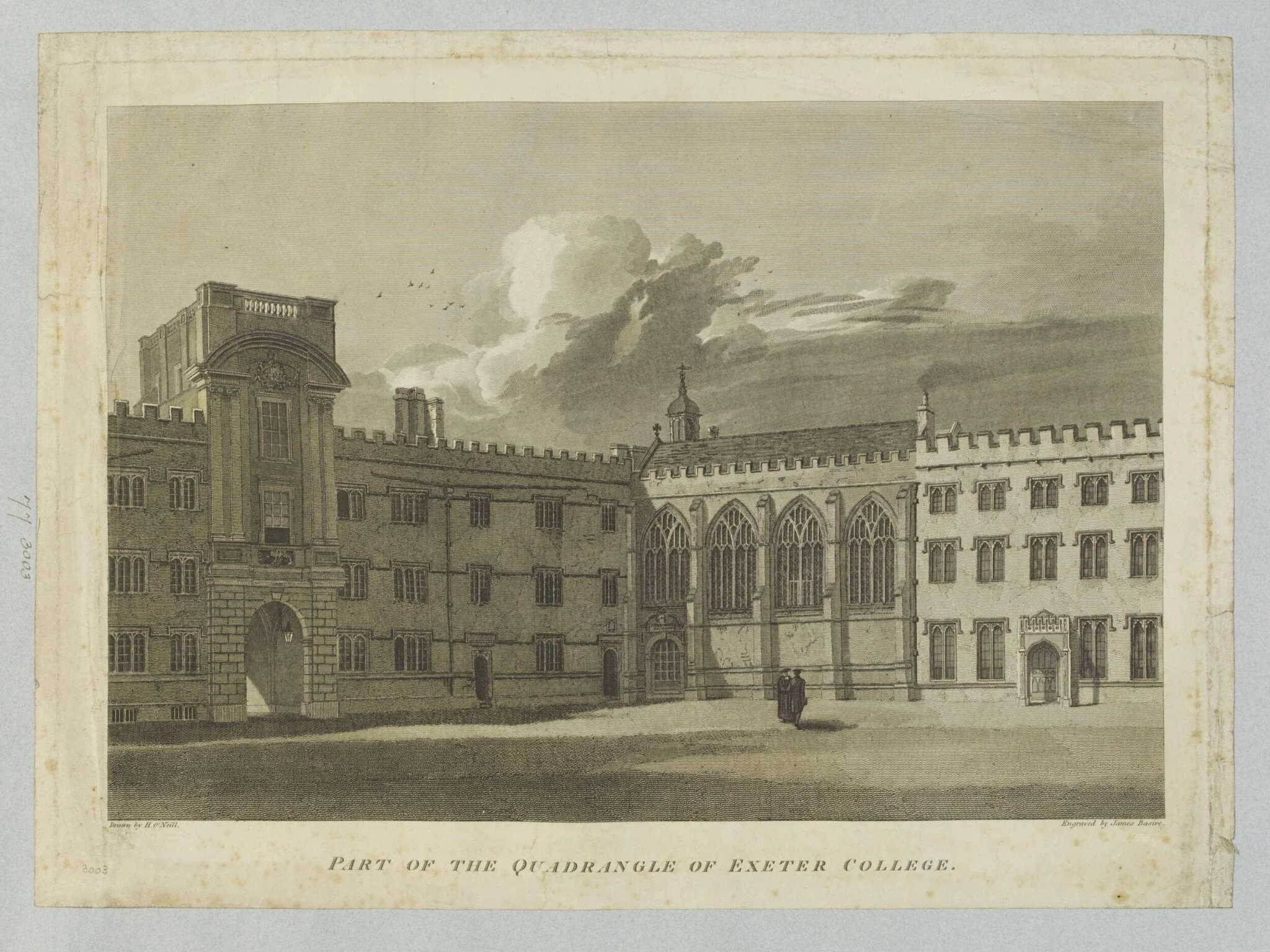 Part of the quadrangle of Exeter College, by James Basire, 1813