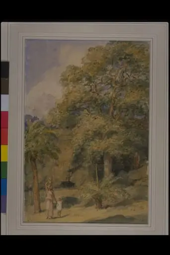 Study of a tamarind tree and date palms near Sir William Yardley's house at Breach Candy, Bombay