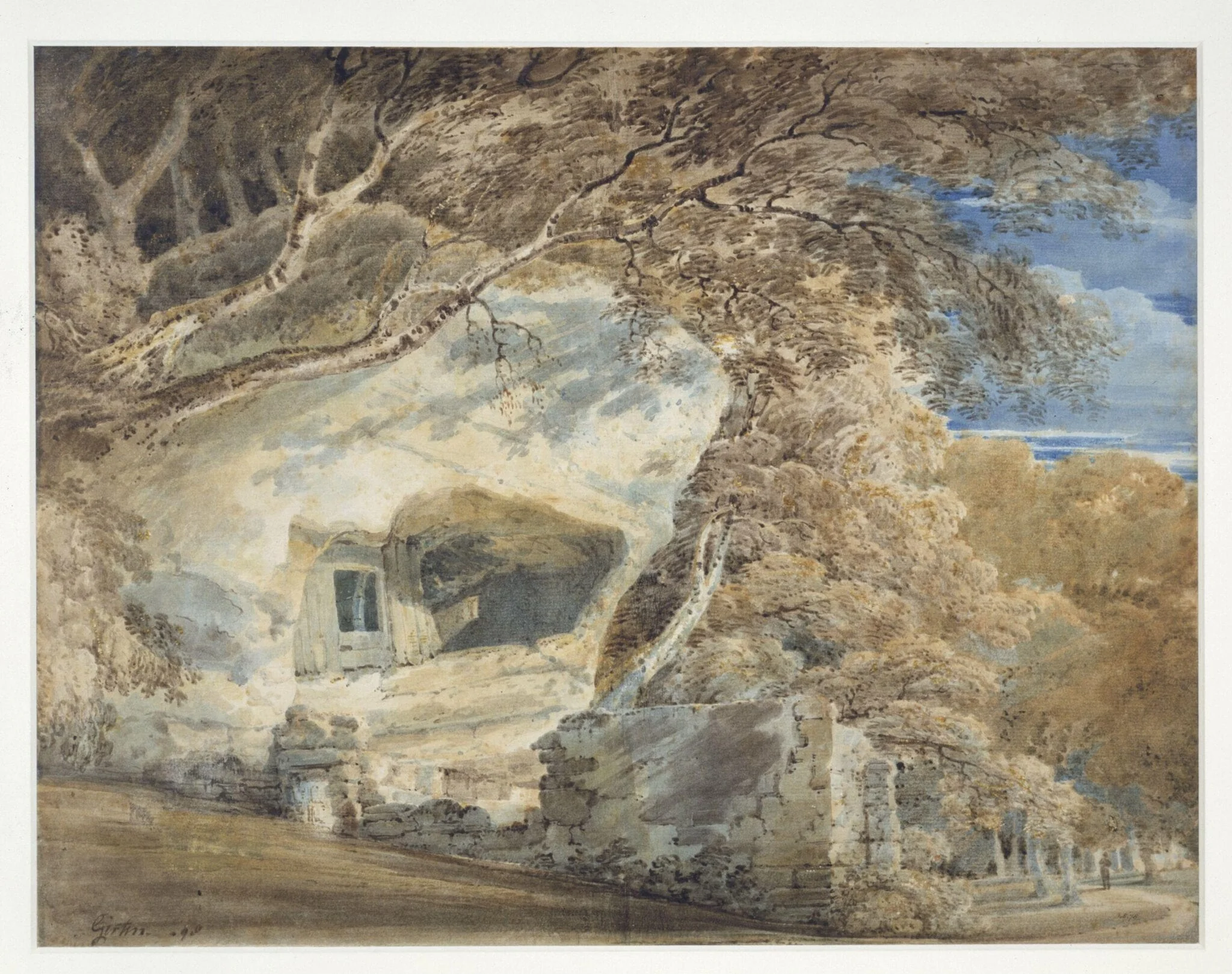 Warkworth Hermitage, Northumberland, by Girtin, watercolor, 1798