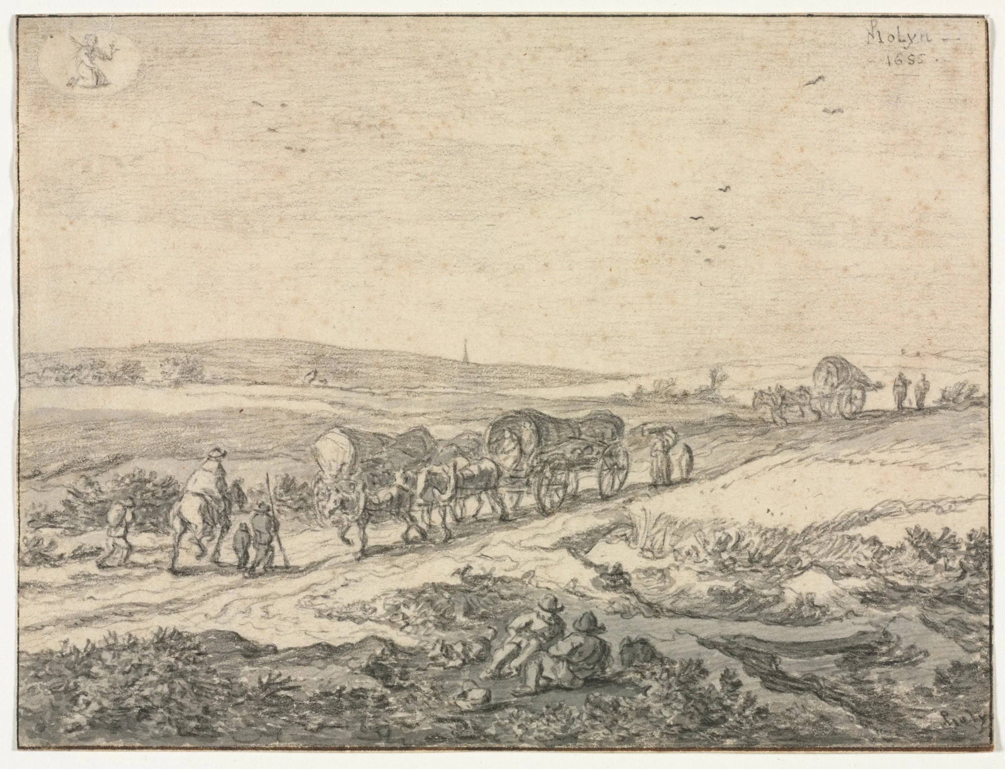 August: Landscape with Wagons, by Pieter de Molijn, 1655