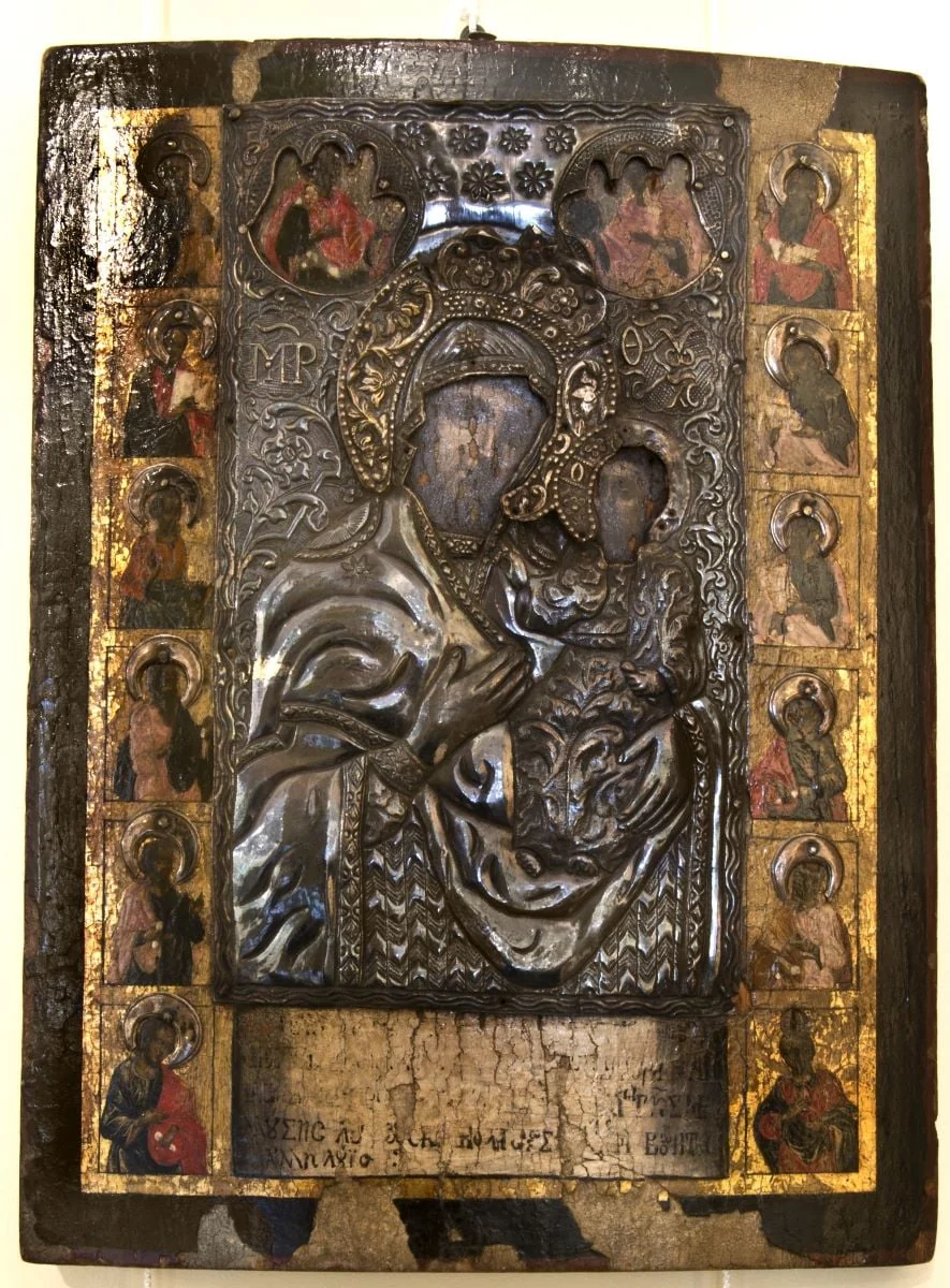 Maica Domnului cu Pruncul; Icoană ferecată, by Unknown, 1850