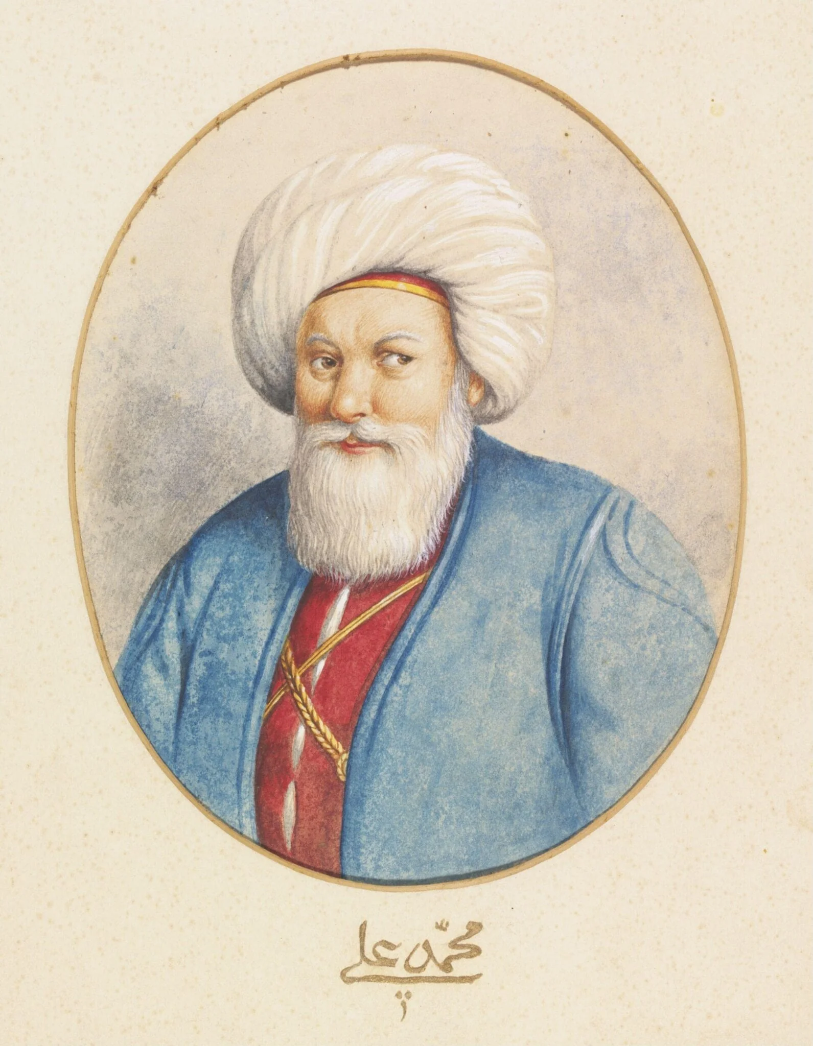 Portrait of Muhammad Ali, by Unknown, watercolor, 1840