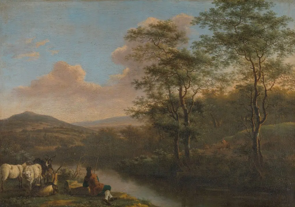 Italian landscape with resting herdsman