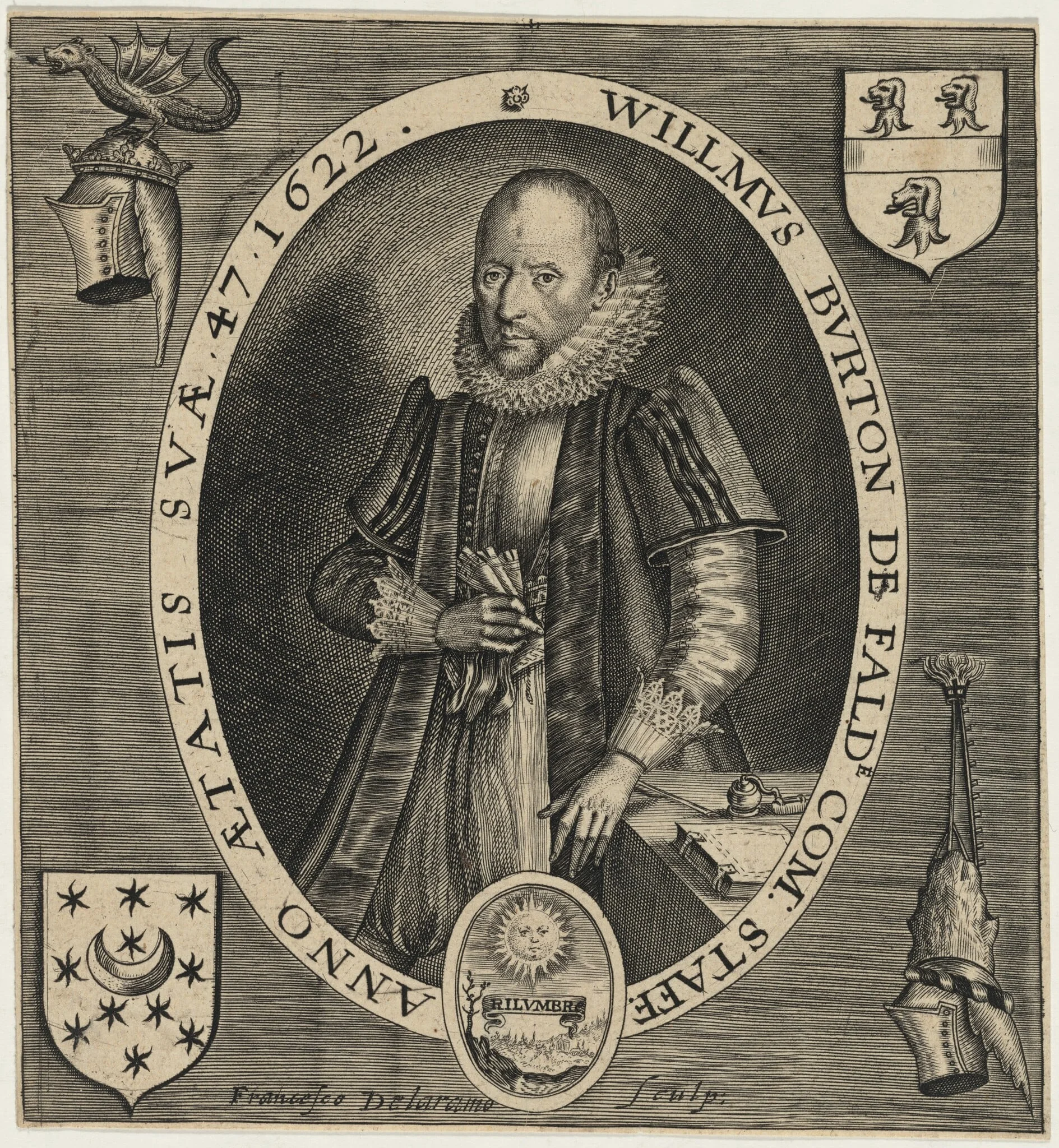 Willmus Burton de Falde (William Burton de Falde), by Francis Delaram, ink, 1622