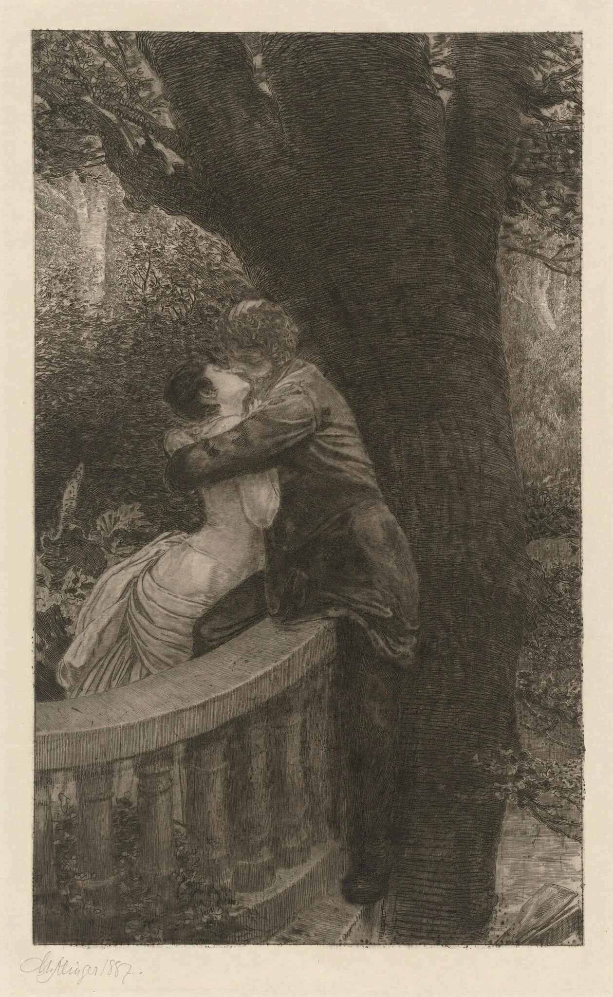 In the Park (Im Park): pl.4, by Max Klinger, ink, 1878