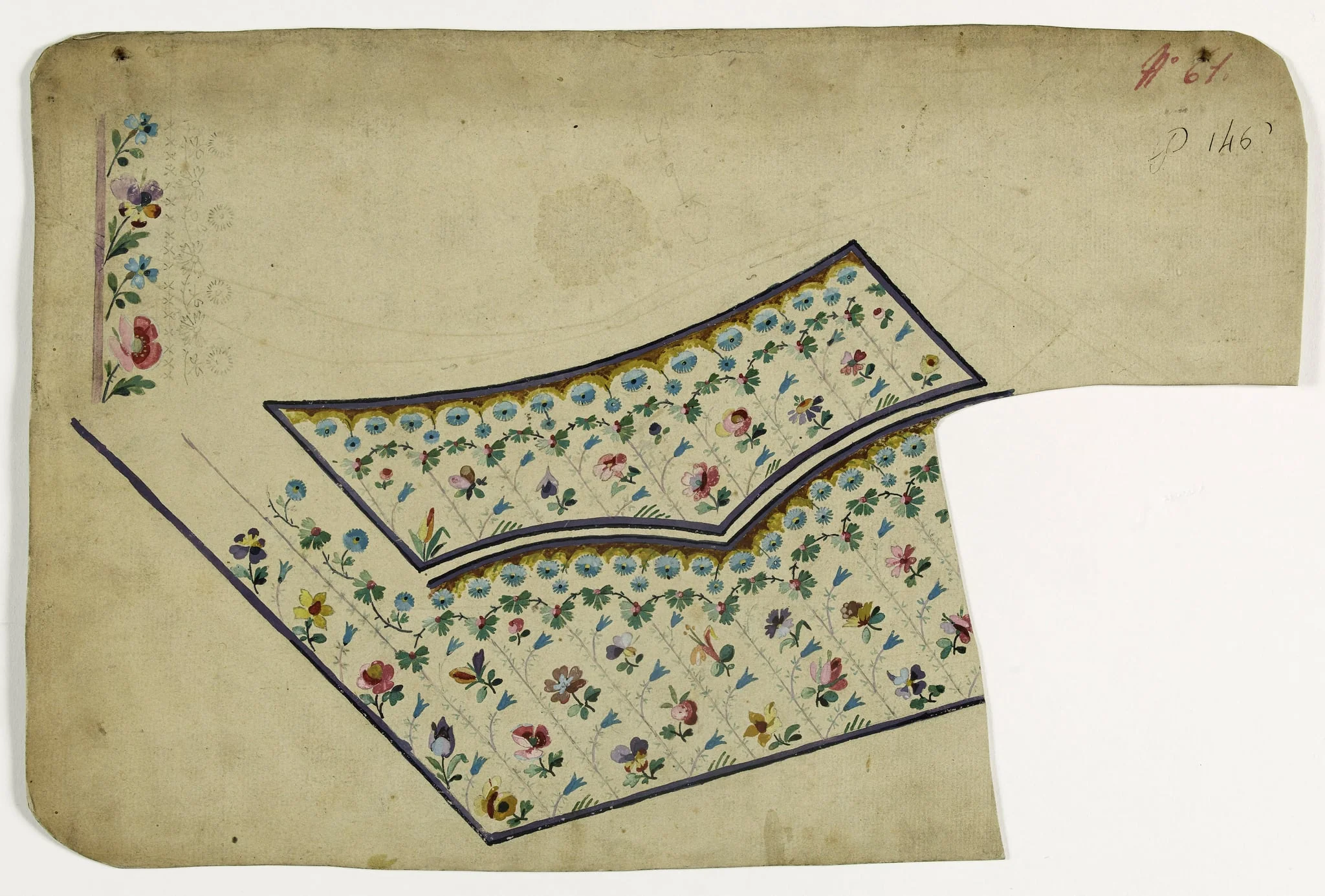 Gilet aux pâquerettes bleues, projets de broderies de gilet, XVIIIème siècle, by Anonyme, 1750