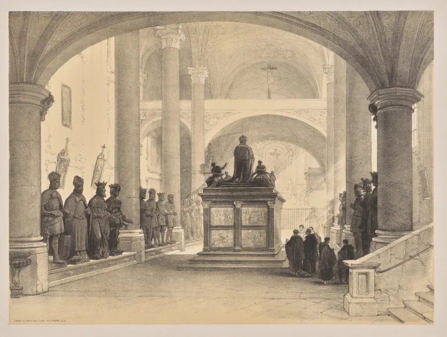 Sketches in Belgium and Germany, First Series, Tomb of Maximilian 1st, Innsbruck, by Louis Haghe, 1845