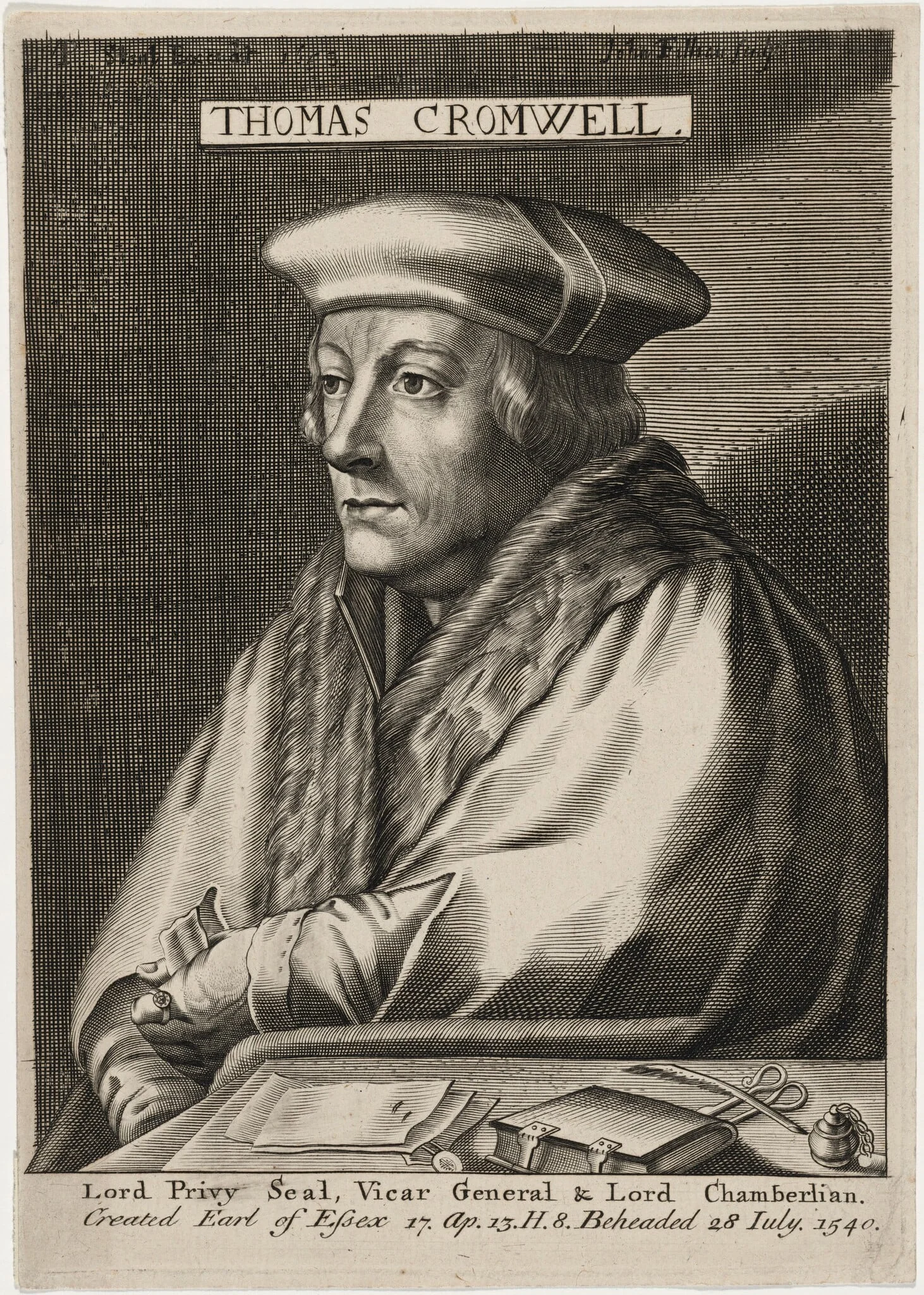 Thomas Cromwell, Earl of Essex, by John Fillian, ink, 1653