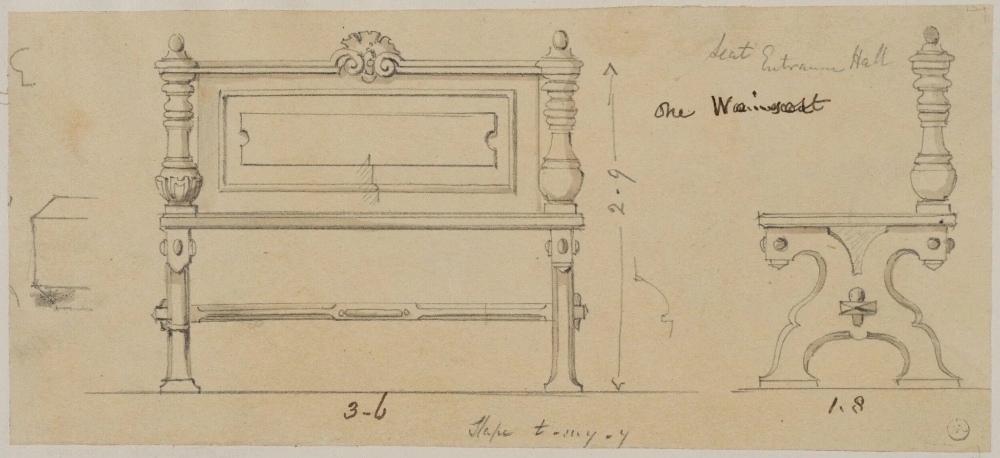 Designs for furniture for Kneller Hall, London