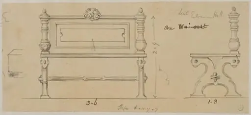 Designs for furniture for Kneller Hall, London