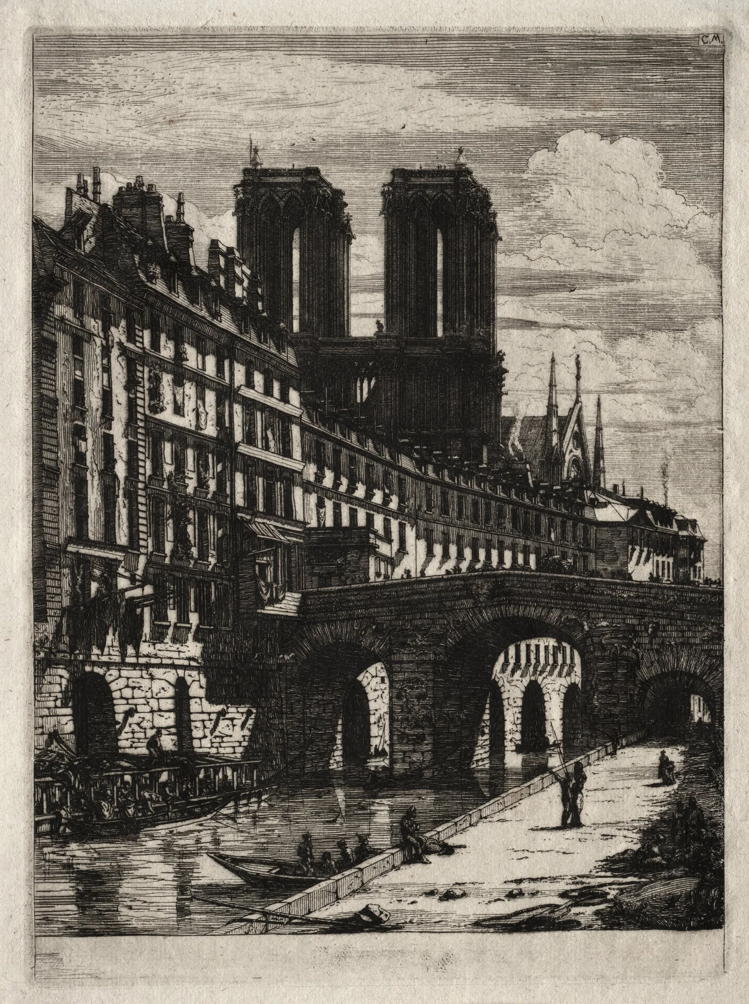 Etchings of Paris:  Le Petit Pont, by Charles Meryon, 1850