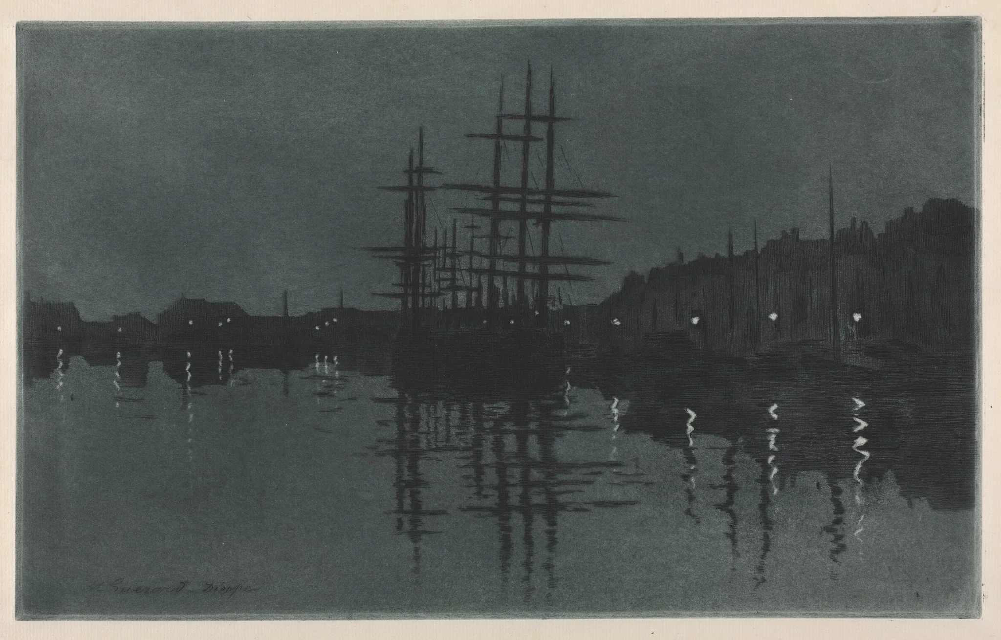 Effect of Moon at Dieppe, by Henri-Charles Guérard, 1885