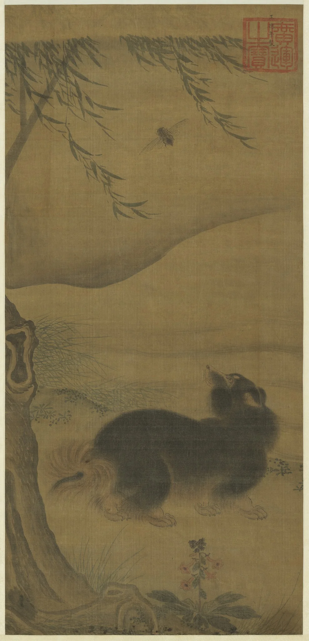 明武宗畫哈叭驚蟬圖　軸, by Unknown, unspecified, 1850