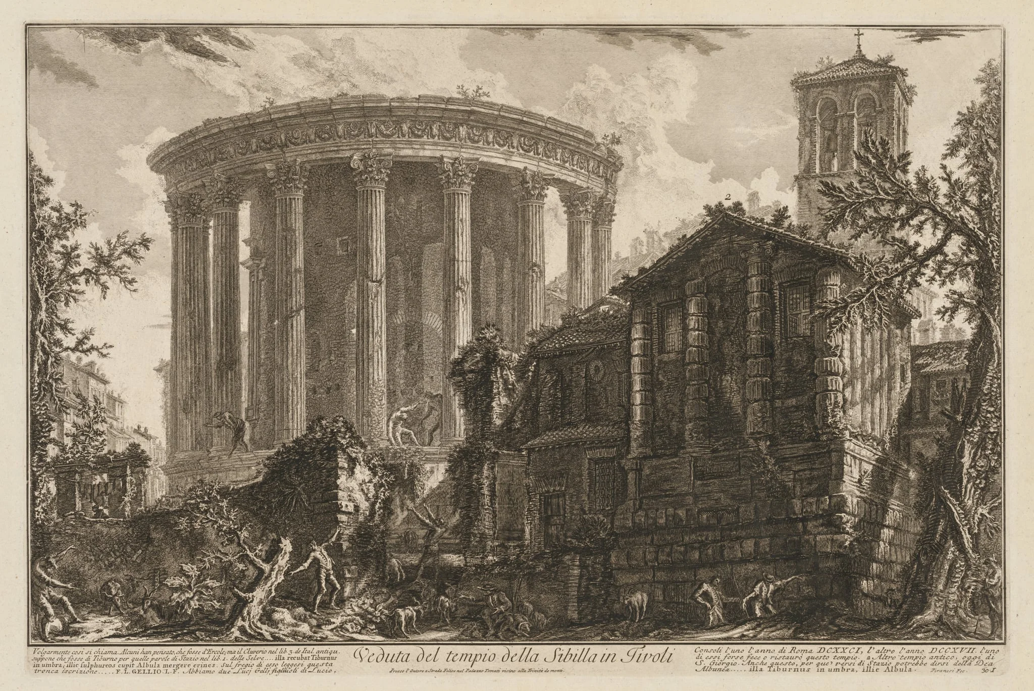 Views of Rome:  Temple of the Sibyl at Tivoli, by Giovanni Battista Piranesi, 1761