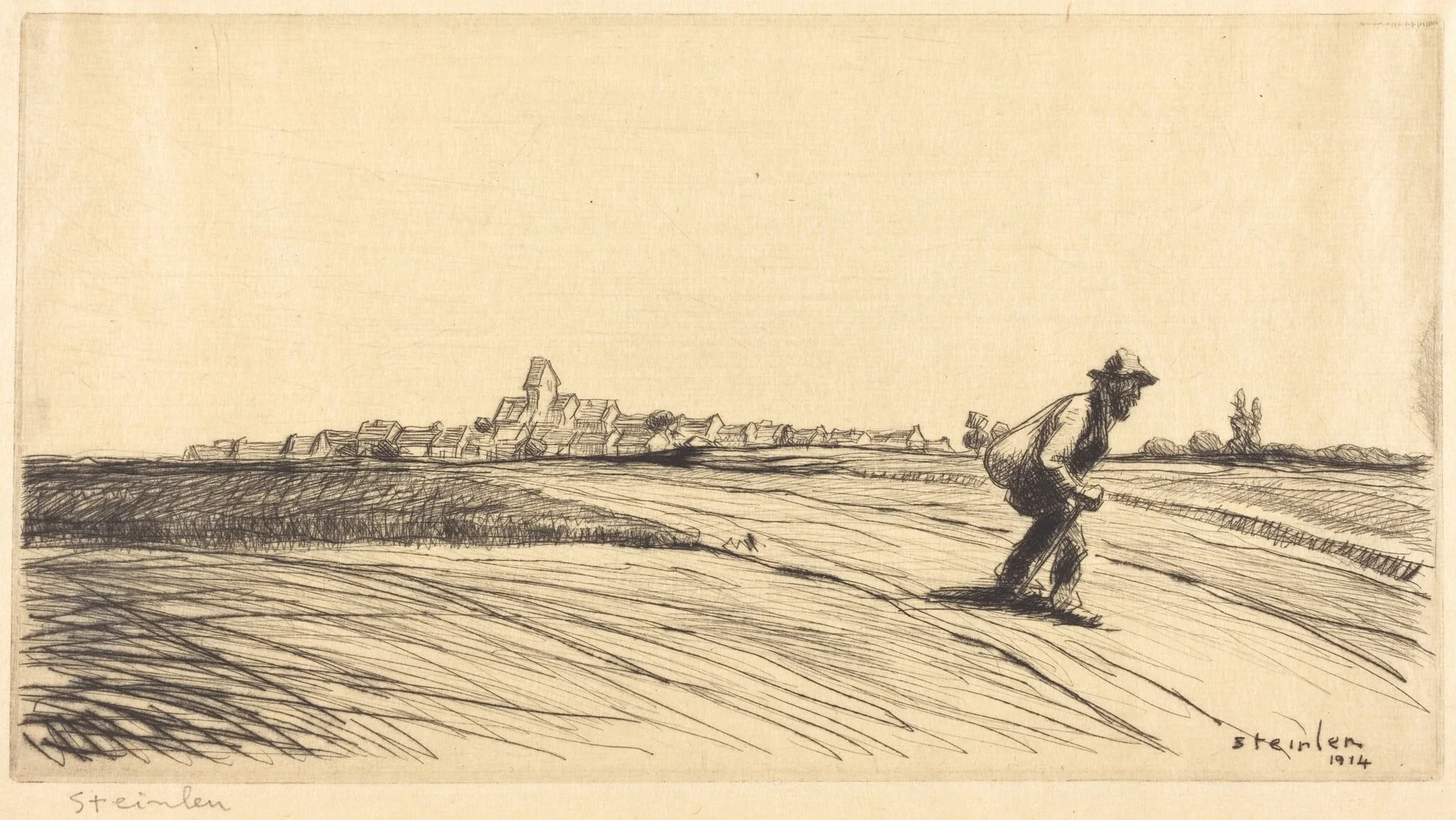 Tramp with Bundle (Le chemineau a la besace), by Théophile Alexandre Steinlen, ink, 1914