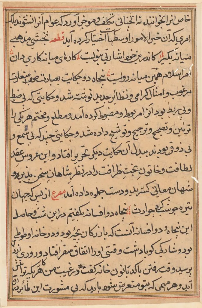 Page from Tales of a Parrot (Tuti-nama): text page