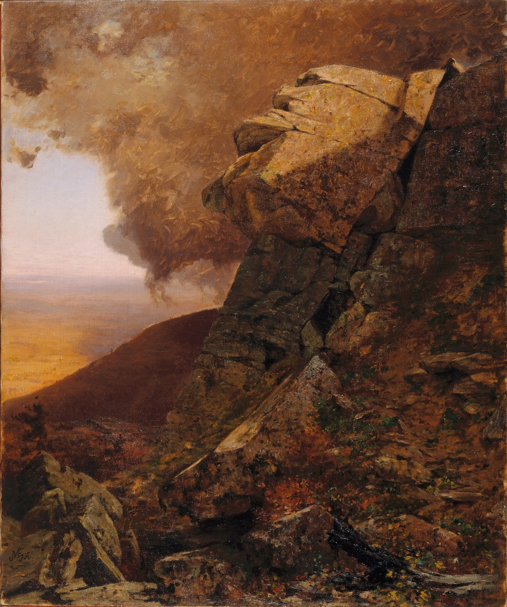 A Cliff in the Katskills, by Jervis McEntee, oil, 1893