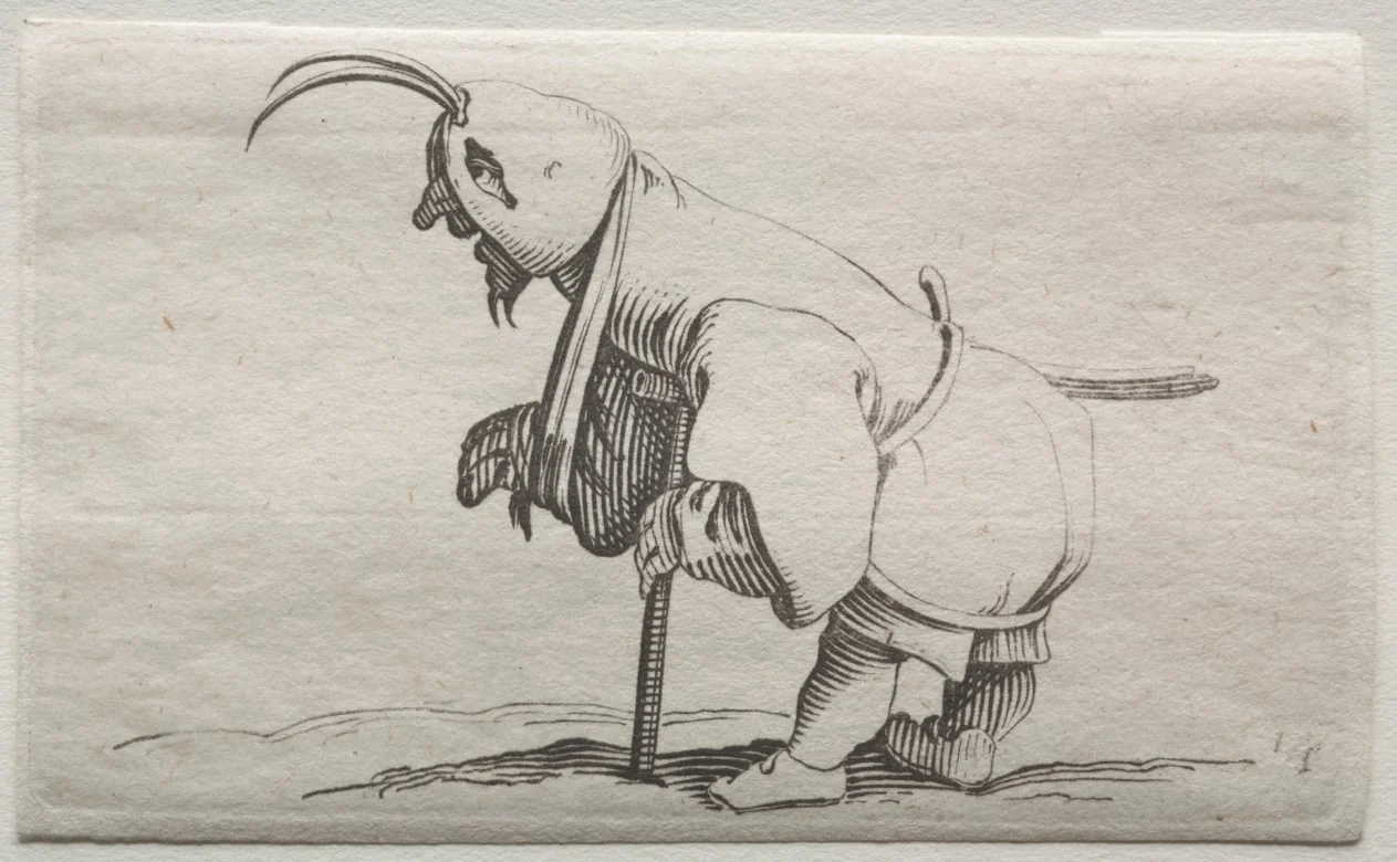 Varie figure gobbi di Iacopo Callot (Cripple with a hood), by Jacques Callot, 1623