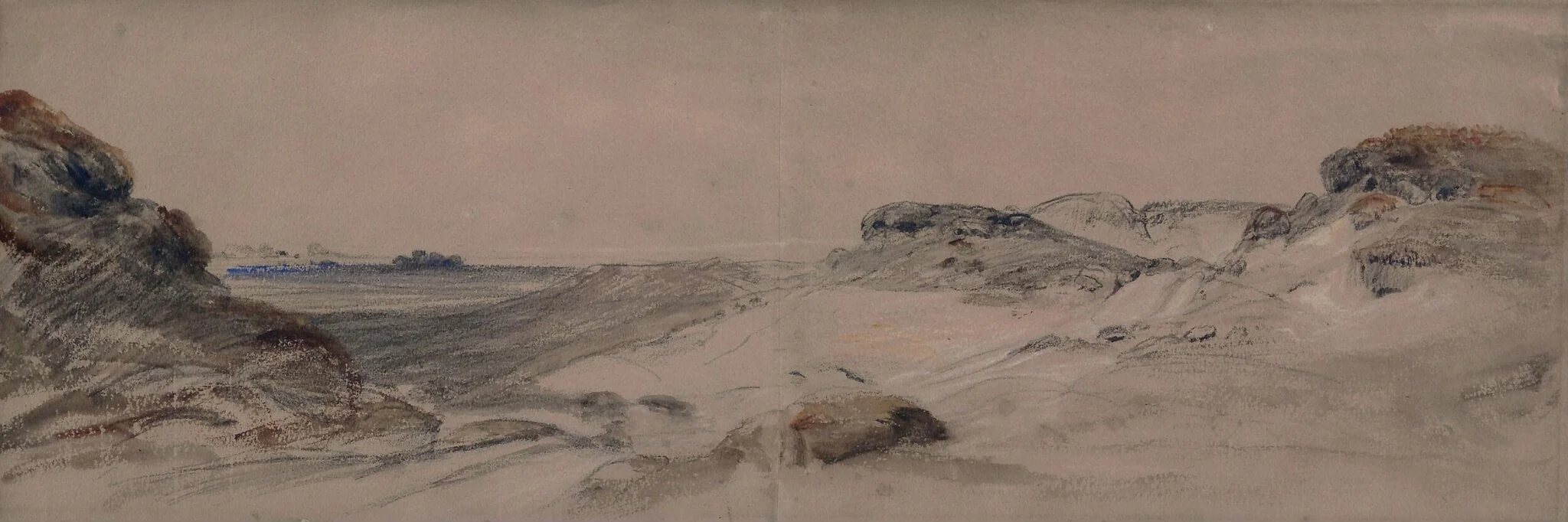 Sand-dunes, by Peter De Wint, watercolor, 1850