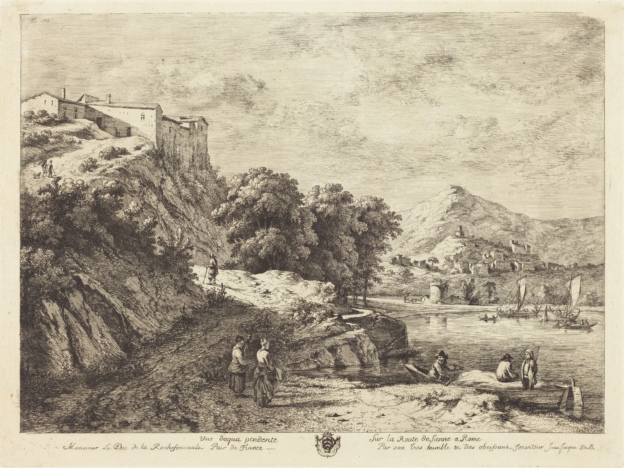 Vue d'Aqua Pendente sur la route de Sienne a Rome, by Jean-Jacques de Boissieu, ink, 1773