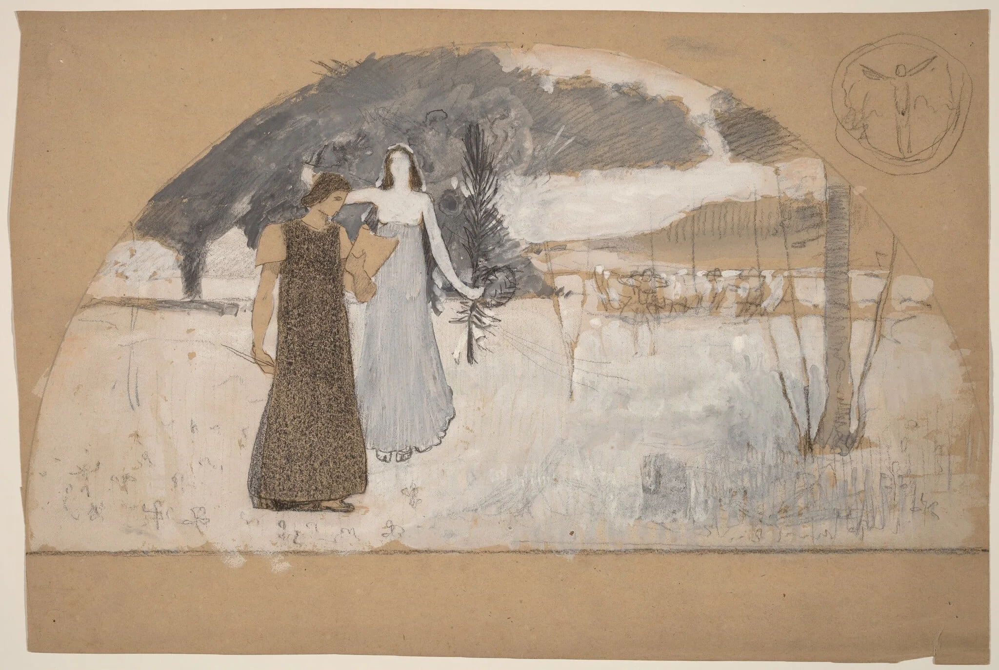 Studies for Lunettes, by Charles Sprague Pearce, gouache, 1894