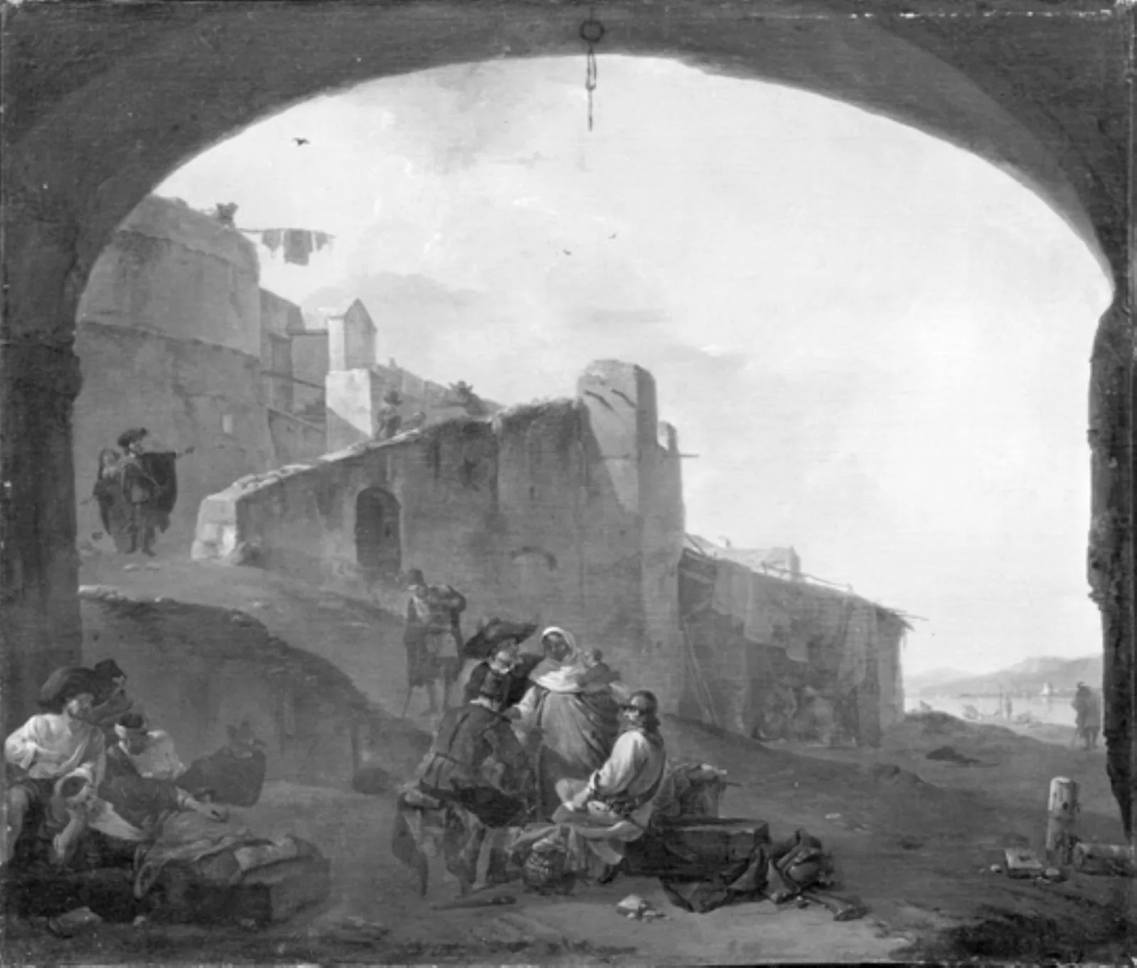 The Gipsy Woman Telling the Soldiers their Fortunes, by Unknown, 1650