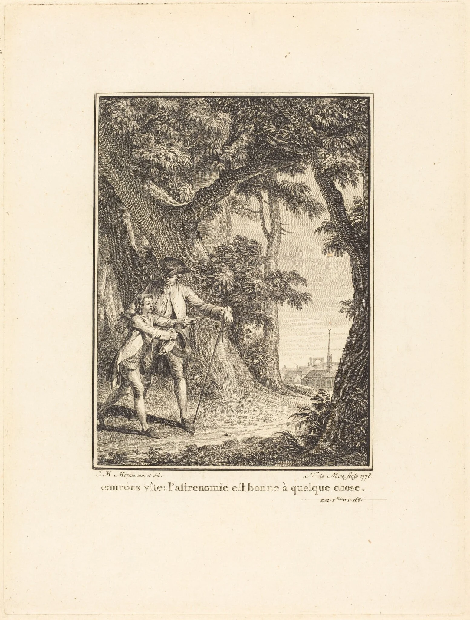 Courons vîte: l'astronomie est bonne à quelque chose, by Noël Le Mire, ink, 1778
