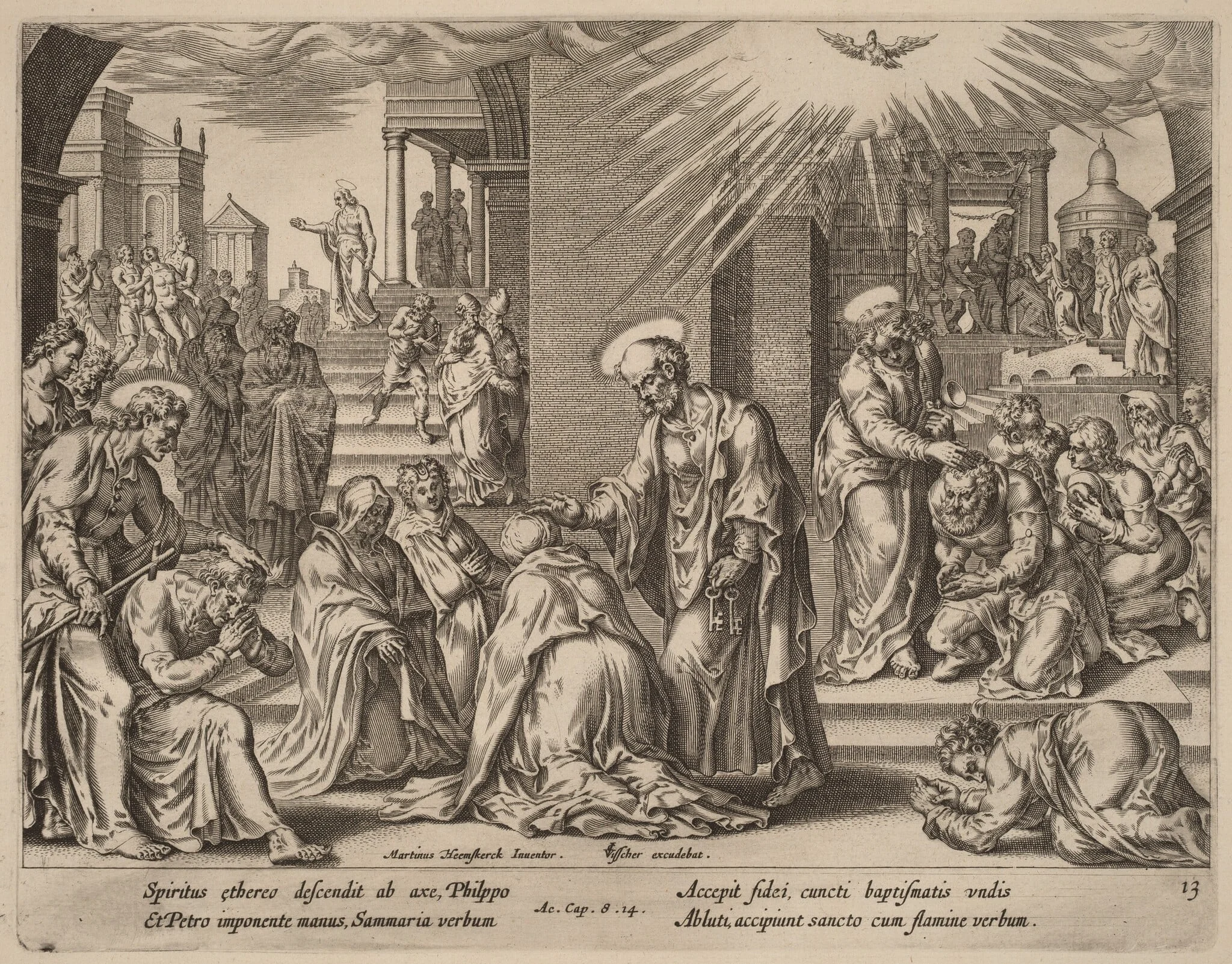 The People of Samaria Receive the Word of God, by Philip Galle, ink, 1574