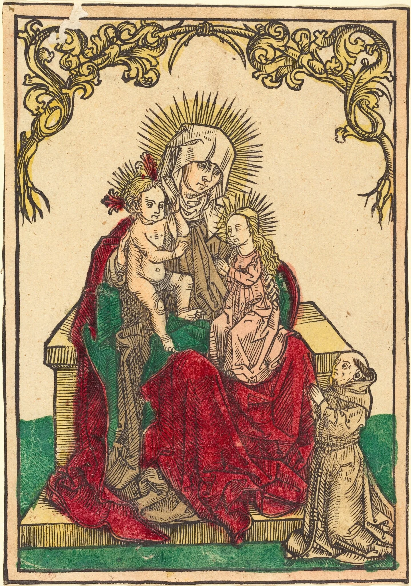 Saint Anne, The Madonna and Child, and a Franciscan Monk, by German 15th Century, ink, 1500