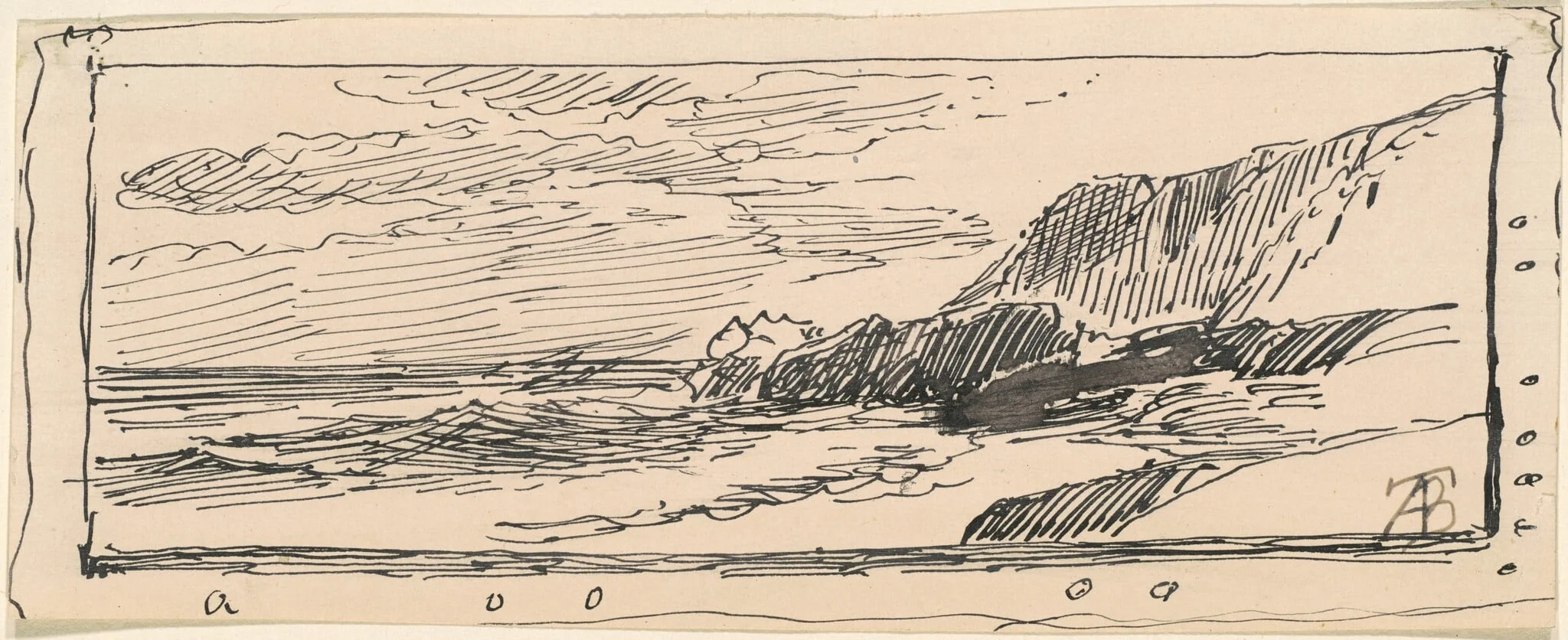 Rocky Coast, by Alfred Thompson Bricher, ink, 1870