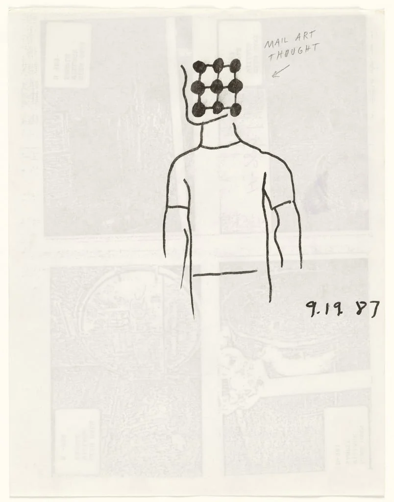 Untitled, by Ray Johnson, graphite, 1987