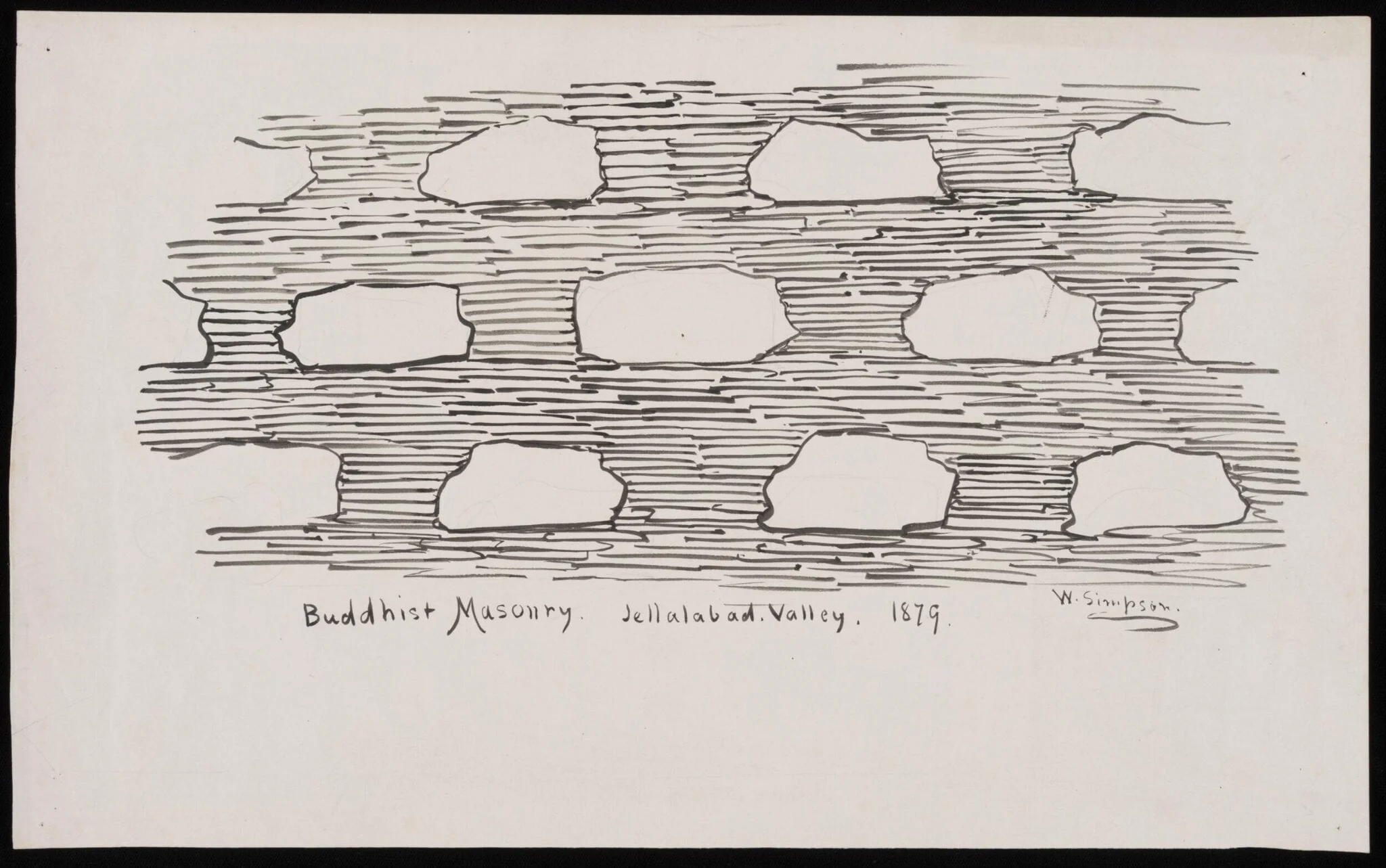 Buddhist Masonry, Jellalabad Valley, by William R.I. F.R.G.S. Simpson, 1879