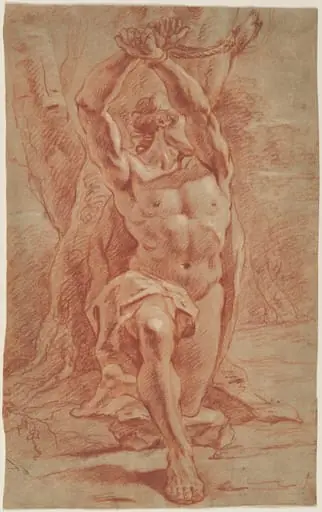 Kneeling Man Bound to a Tree