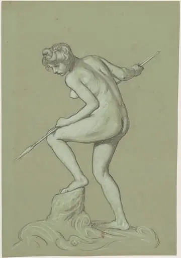 Girl Spearing Dolphin