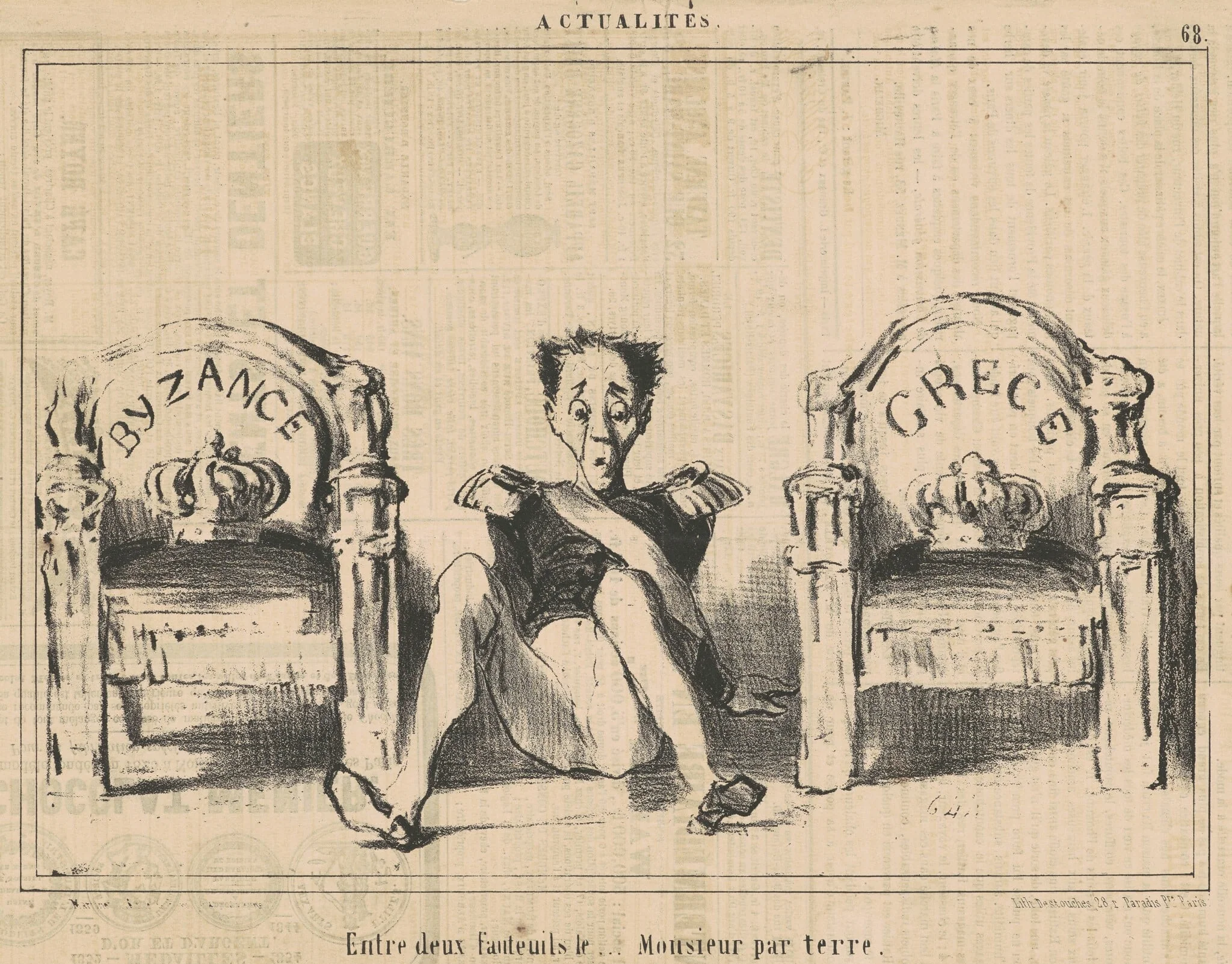 Entre deux fauteuils le ...monsieur par terre, by Honoré Daumier, ink, 1854